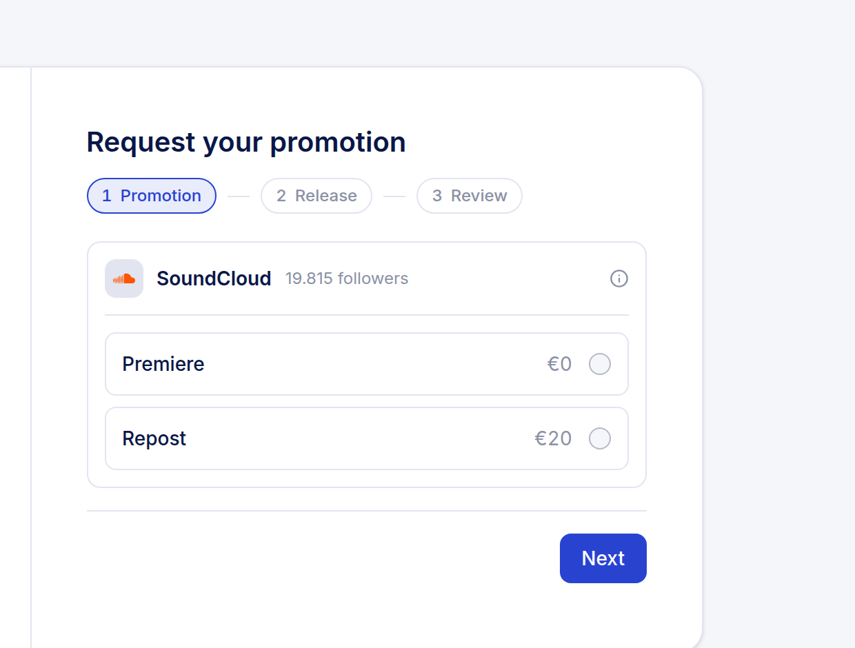 Premierely storefront - premiere and repost prices set by the channel owner